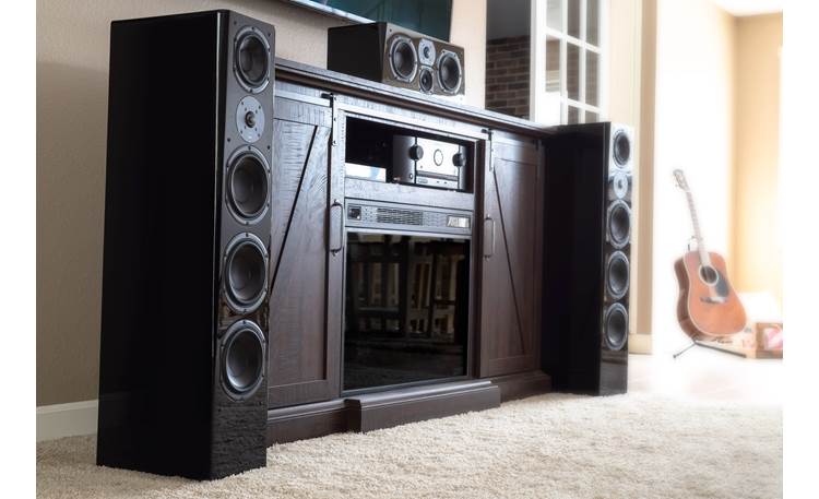 SVS Prime Pinnacle Tower 5.0 Home Theater Speaker System Prime Pinnacle tower and center speakers in a room