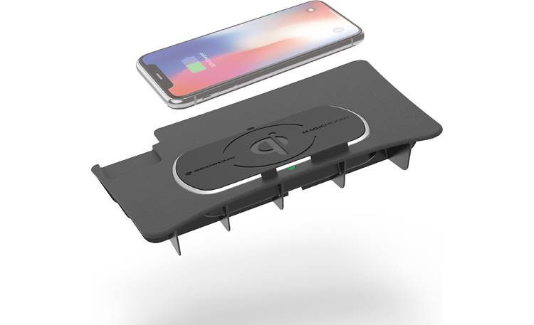 Scosche CRQ03 This Scosche wireless Qi charger fits in the center console location in your Dodge (phone not included)