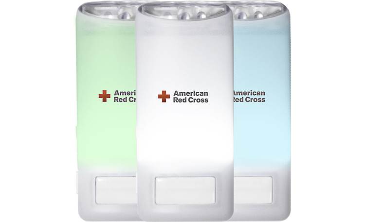Eton American Red Cross Blackout Buddy Connect Color One flashlight included; three shown to illustrate several color options