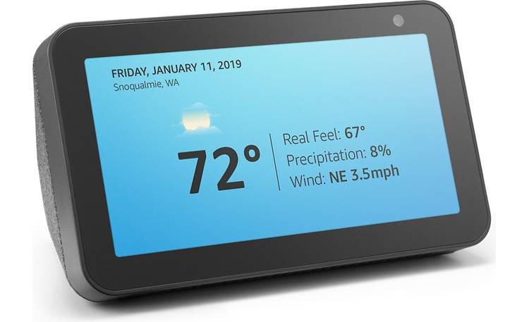 Amazon Echo Show 5 Charcoal - display time and temperature