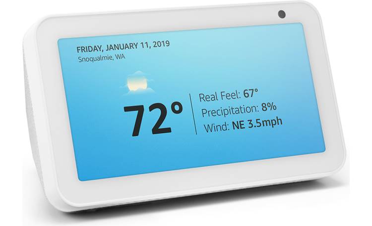 Amazon Echo Show 5 Sandstone - displays time and temperature