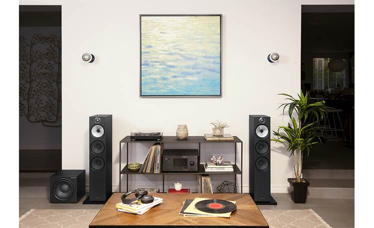 Bowers & Wilkins ASW610XP Shown as part of a hi-fi music system