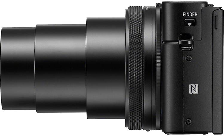 Sony Cyber-shot® DSC-RX100 VII Shown from the side with zoom lens fully extended