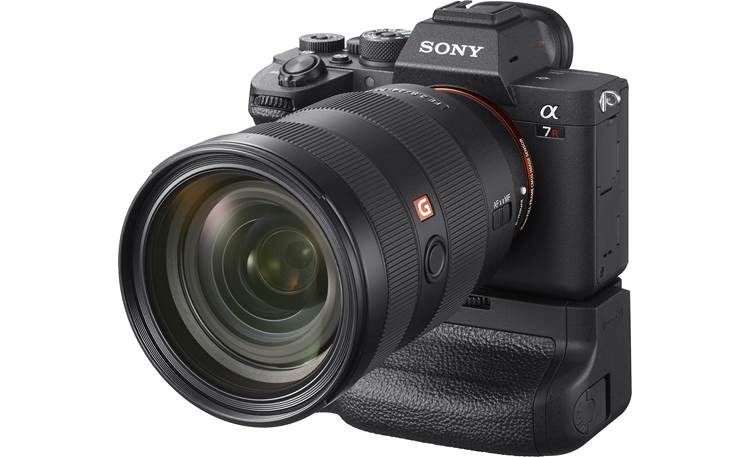 Sony VG-C4EM Angled front view, attached to camera (not included)