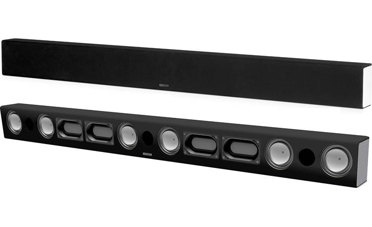 Monitor Audio SB-4 The bar has 3 tweeters, 6 mid/bass drivers, and 4 racetrack-style Auxiliary Bass Radiators (ABRs)