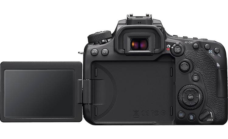 Canon EOS 90D (no lens included) Shown with rotating touchscreen flipped out