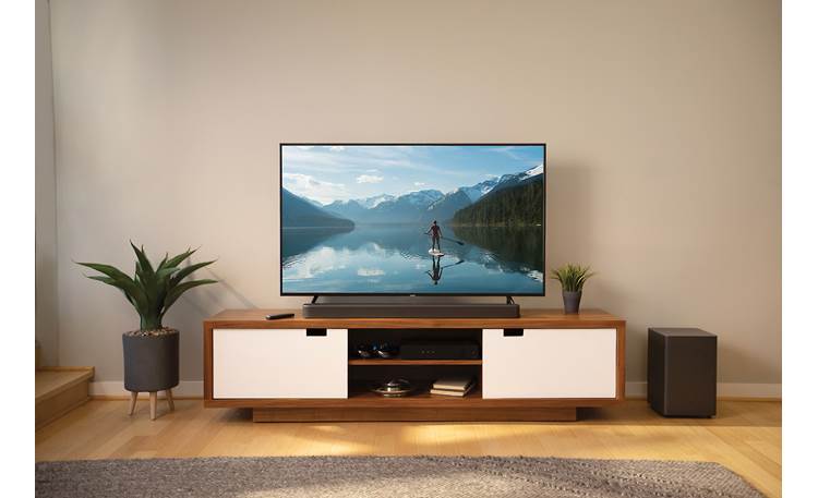 JBL Bar 2.1 Deep Bass Streamlined design looks great on a TV stand or mounted on the wall