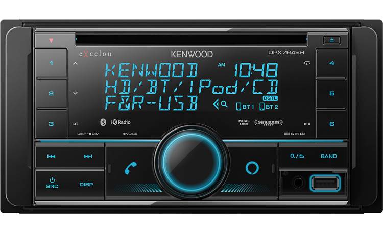 Kenwood Excelon DPX794BH A big-buttoned layout lets you control HD Radio stations, SiriusXM channels, and your smartphone's music