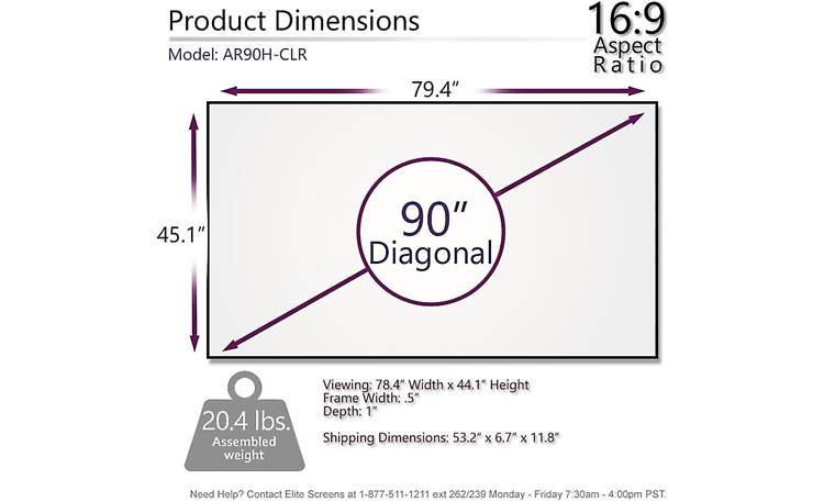 Elite Screens Aeon CLR® Dimensions