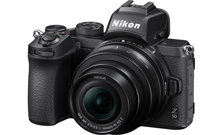 Nikon Z 50 Two Lens Kit Angled front view, with 16-50mm lens attached