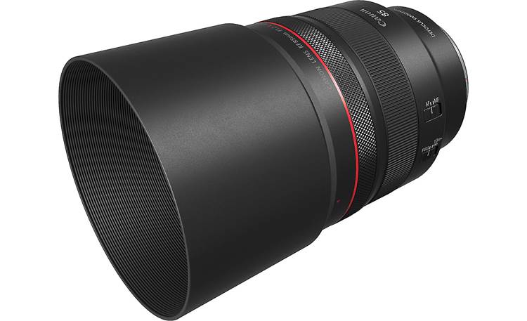 Canon RF 85mm f/1.2 L USM DS Shown with lens hood attached