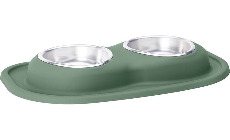 WeatherTech Double Low Pet Feeding System (Hunter Green) Two 32 oz.  stainless steel bowls with integrated stand and mat at Crutchfield