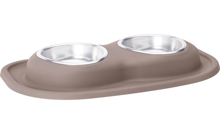 WeatherTech Double Low Pet Feeding System (Tan) Two 32 oz. stainless steel  bowls with integrated stand and mat at Crutchfield