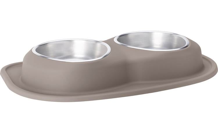 WeatherTech Double High Pet Feeder With Stand & Mat - Elevated Bowls For Dogs & Cats (Light Grey, Stainless Steel) - View #6