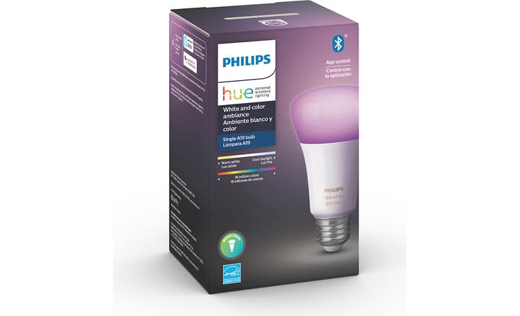 Philips Hue White and Color Ambiance A19/E26 Bulb (800 lumens) Choose from 16 million colors or 50,000 shades of cool to warm white light to match any mood or event