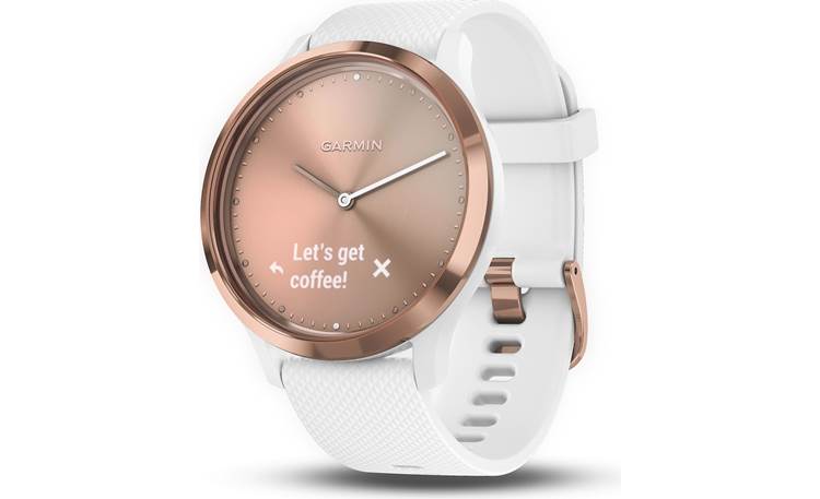 Garmin vivomove Style, Hybrid Smartwatch with Real Watch Hands and Hidden  Color Touchscreen Displays, Rose Gold with White Silicone Band