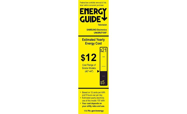 Samsung UN43RU7100 Energy Guide