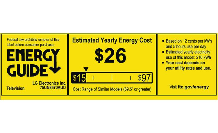 LG 75UN8570PUC Energy Guide