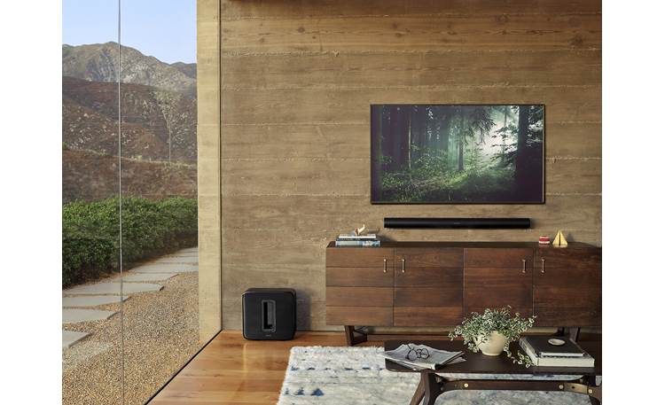 Sonos Arc/Sub Home Theater Bundle Sub can be placed upright or flat on its back, and Arc can be wall-mounted