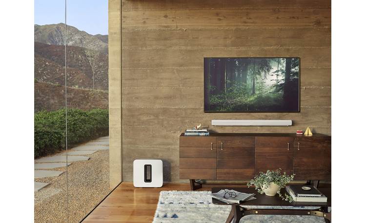 Sonos Arc/Sub Home Theater Bundle Sub can be placed upright or flat on its back, and Arc can be wall-mounted