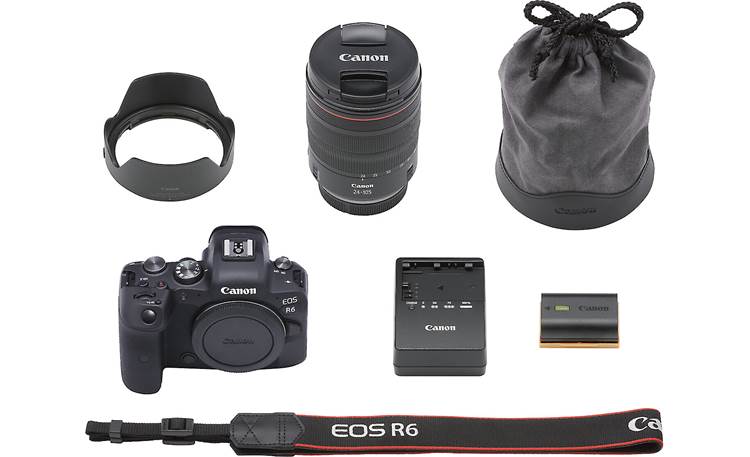 Canon EOS R6 L Series Zoom Kit Shown with included accessories
