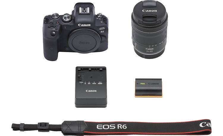 Canon EOS R6 Zoom Kit Shown with included accessories