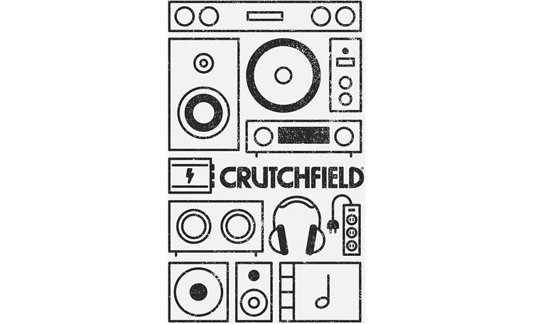White Crutchfield A/V Stack Shirt Close-up view of front logo