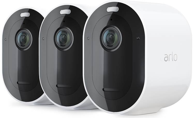 Arlo Pro Three-Camera System Smart Hub three wire-free cameras built-in spotlight at Crutchfield