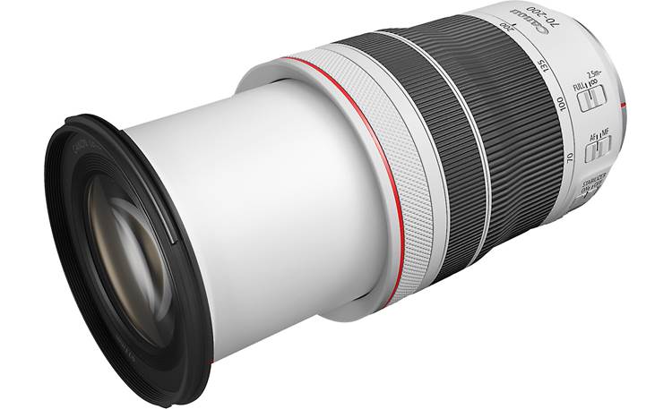 Canon RF 70-200mm f/4 L IS USM Shown fully zoomed in with lens hood removed