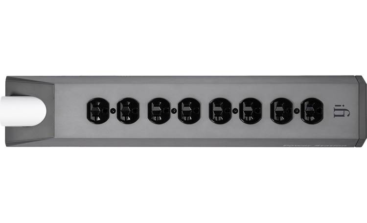iFi PowerStation 8 top-mounted AC outlets with a dark anodized aluminum chassis