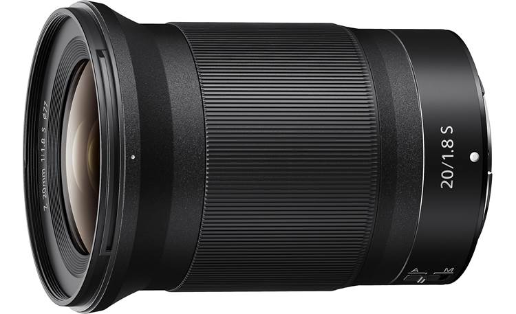 Nikon NIKKOR Z 20mm f/1.8 S Shown with lens hood and lens caps removed