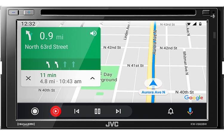 JVC KW-V960BW shown with Google Maps using Android Auto