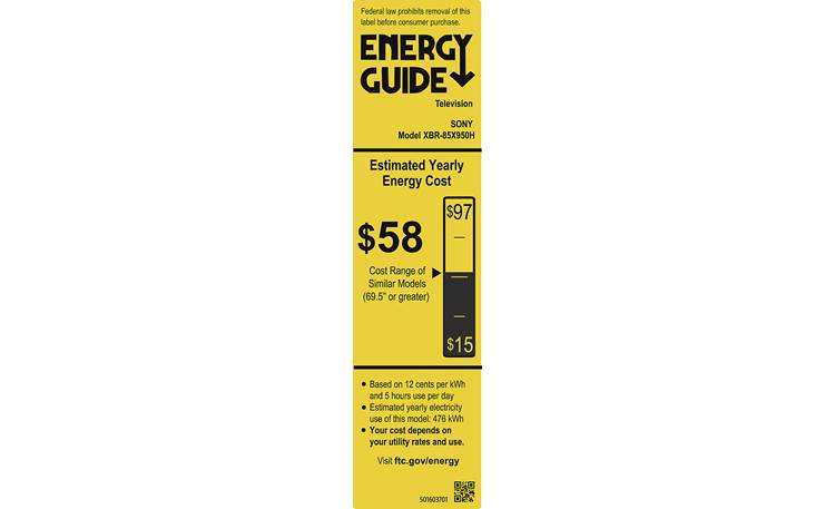 Sony XBR-85X950H Energy Guide