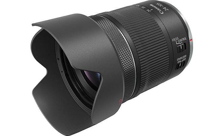Canon RF 24-105mm f/4-7.1 IS STM Shown with optional lens hood (not included)