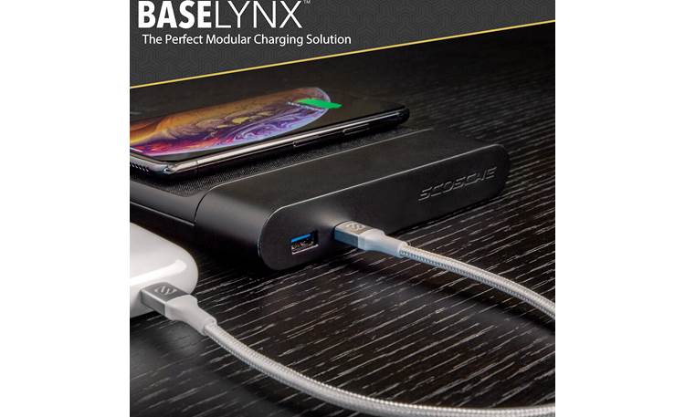 Scosche BaseLynx™ BLPE-XTSP Features a USB-A and USB C port (earbud charging case and modular charger not included)