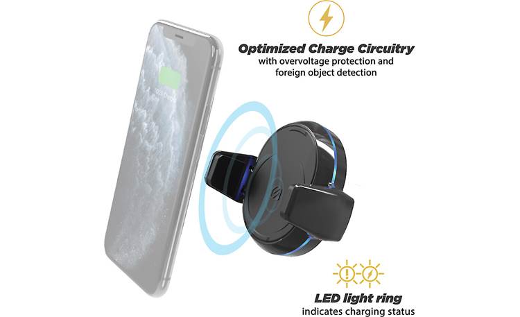 Scosche MGQD-XTET MagicGrip™ motorized wireless Qi charging phone mount —  adhesive mount at Crutchfield