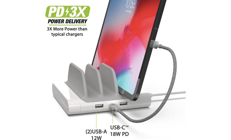 Scosche BaseLynx™ Multi-device Charging Station Power port detail