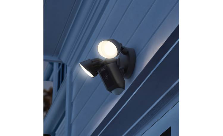 Ring Floodlight Cam Wired Plus Ultra-bright LED floodlights are motion-activated