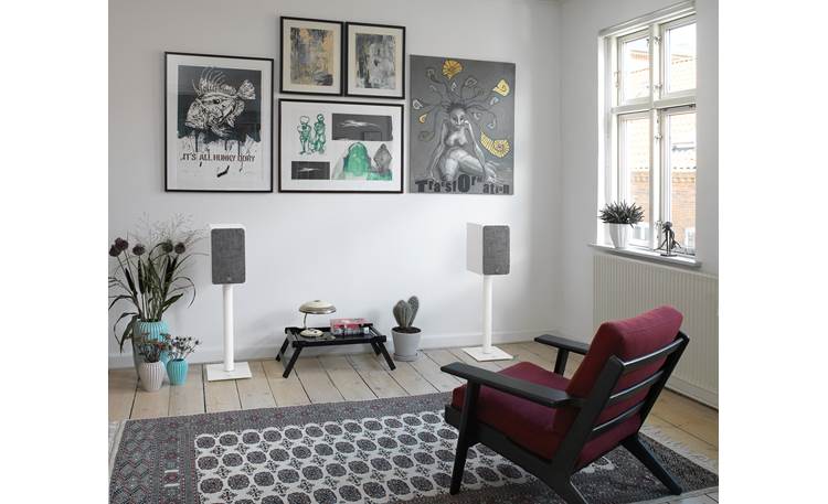DALI Oberon 3 In a room on stands, with grilles