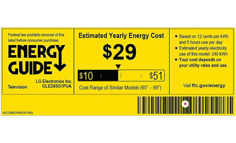 LG OLED65G1PUA Energy Guide