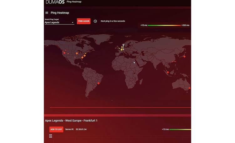 NETGEAR XR1000 Nighthawk™ Display the quality of your server connections on a world map