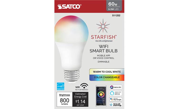 Satco Starfish RGB and Tunable White A19 LED Bulb (800 lumens) Other