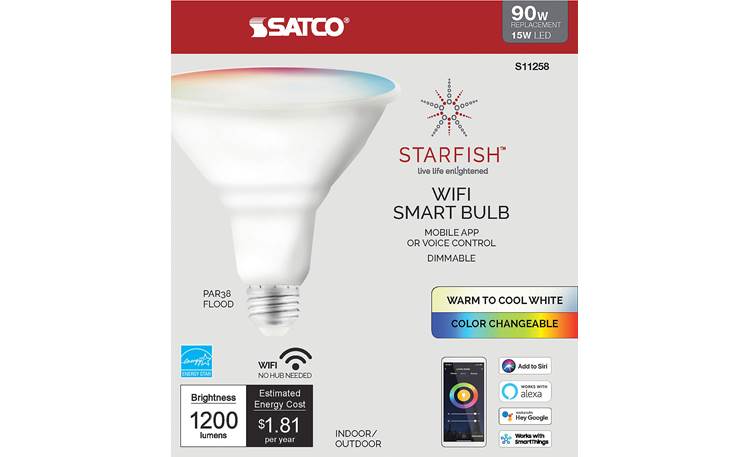 Satco Starfish RGB and Tunable White PAR38 LED Indoor/Outdoor Flood Bulb (1200 lumens) Other