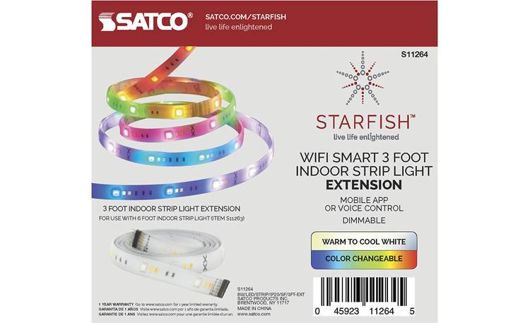 Satco Starfish T20 RGB and Tunable White LED Indoor Tape Light Extension (3 feet) Other
