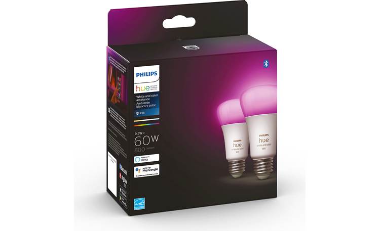 Philips Hue White and Color Ambiance A19/E26 Bulb (800 lumens) Choose from 16 million colors or 50,000 shades of cool to warm white light to match any mood or event