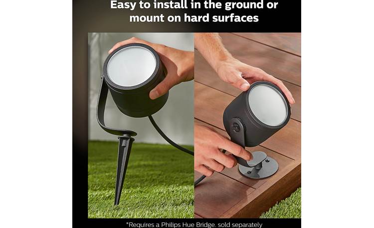 Philips Hue Lily XL White/Color Outdoor Extension Spotlight (1050 lumens) Easy to mount on flat surface or using the ground stake