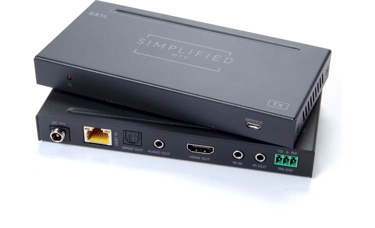 Simplified MFG EX1L Includes an HDMI-to-Ethernet transmitter and an Ethernet-to-HDMI receiver