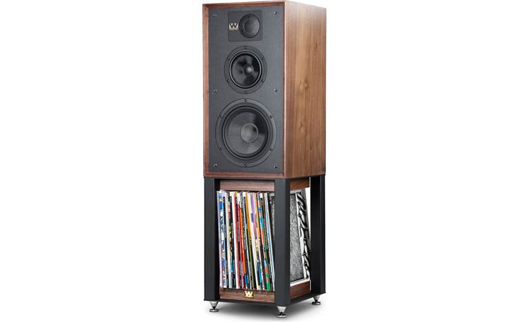 Wharfedale LINTON Heritage Shown with matching stand (speaker stand sold separately; vinyl not included)