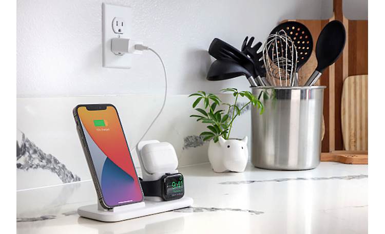 Scosche Base3™ 3-in-1 Wireless Charging Dock Charge with included wall adapter and USB-C cable (devices not included)