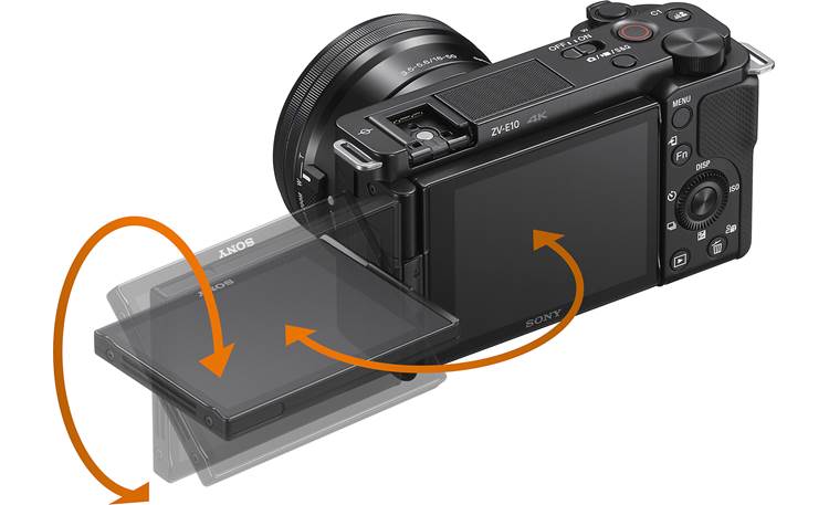 Sony Alpha ZV-E10 Vlog Camera (no lens included) Touchscreen can be flipped out and rotated